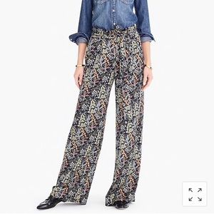 J. Crew Black Floral Wide-Leg Pants